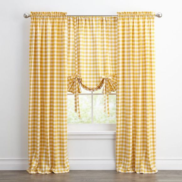 Brylanehome Buffalo Check Tie-Up Window Shade, Taupe Window Curtain - Picture 2 of 2